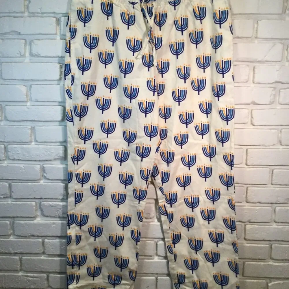 Hanna Andersson‎ XL Menorah Print Cotton Flannel Pajama Pants Lounge Holiday Men